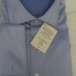 IKE Behar non iron sky blue premium dress shirt 100% size 18-1/2in